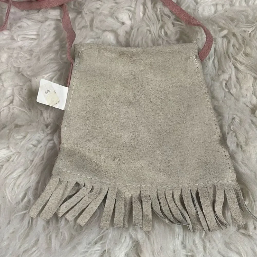 Southwestern Leather Girls Purse Crossbody Bag Beaded Doll Fringe Made in USA